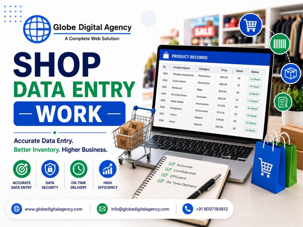 shop data entry work